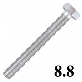 Šroub metrický, DIN 933, 4x35 mm, šestihranná hlava, pevnost 8.8, pozinkovaná ocel, SM4/35ZB88