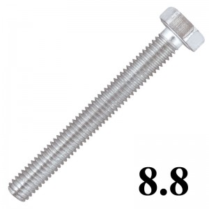 Šroub metrický, DIN 933, 4x40 mm, šestihranná hlava, pevnost 8.8, pozinkovaná ocel, SM4/40ZB88
