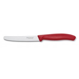 Nůž na rajčata, 11 cm, červený, vlnité ostří, SwissClassic, Victorinox, 6.7831
