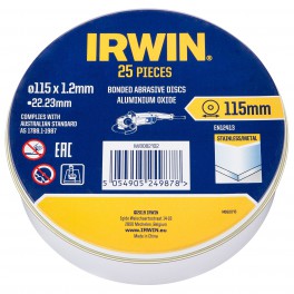 Řezný kotouč na kov, 115 x 1.2 x 22.2 mm, 25 ks v plechovce, Irwin, IW8082102